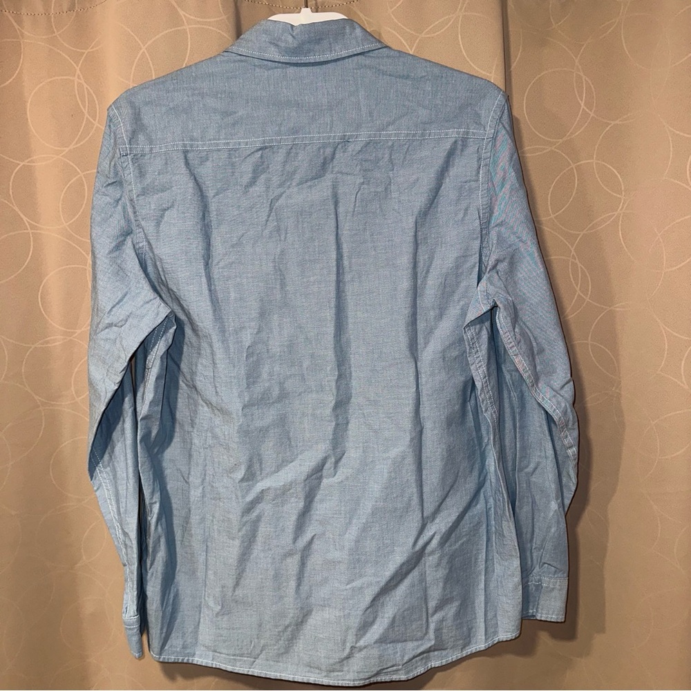 Zara Mens Blue Chambray Denim Regular Fit Button Up Long Sleeve Shirt NWT Size S - Picture 5 of 5